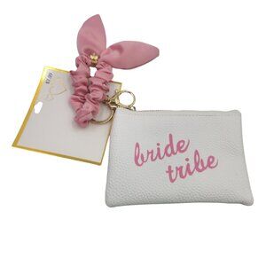 Bride Tribe Pouch Small Wristlet Scrunchie White Bachelorette Party Favor Gift